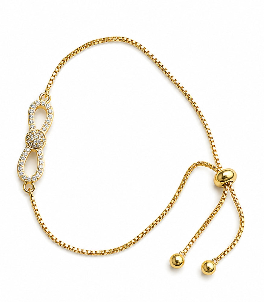 ✨ Pulsera Infinito Brillante Ajustable Oro 14K Laminado
